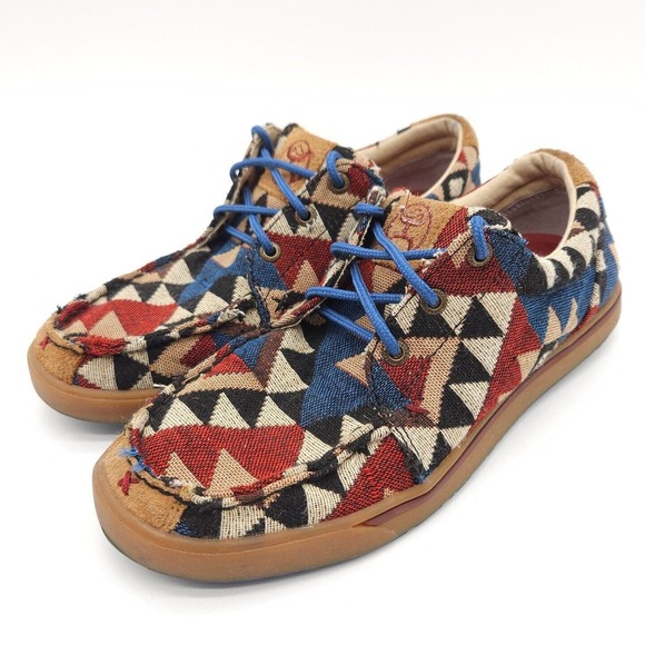 Twisted X (Womens 8.5) Hooey Loper Lace‎ Up Shoes Aztec Cowgirl Rodeo Southwest - Picture 1 of 9